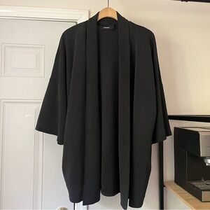 ORIMONO black kimono short sleeve buttonless coverup lagenlook oversized jacket